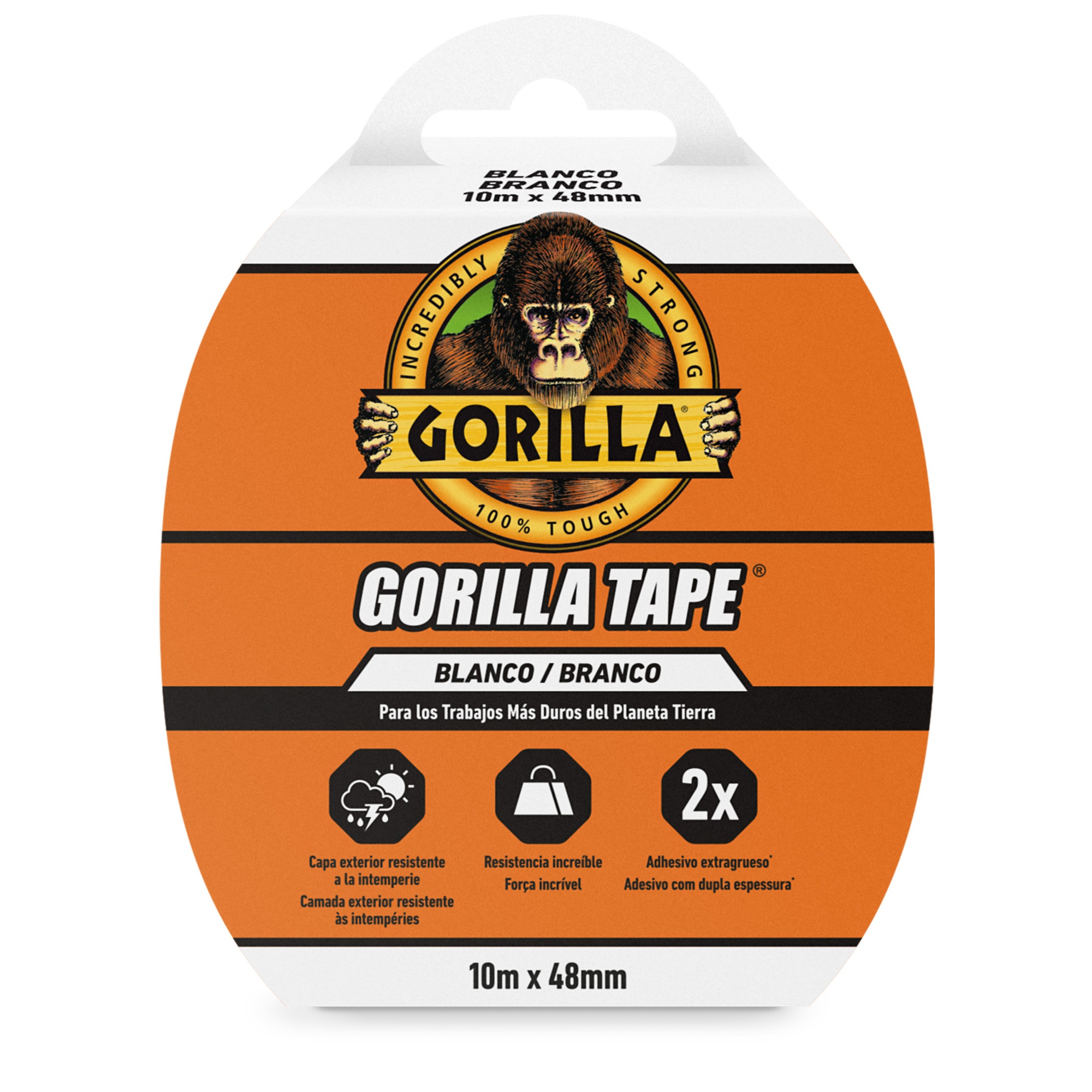CINTA AMERICANA REFORZADA GORILLA TAPE BLANCA 10 M X 48 mm